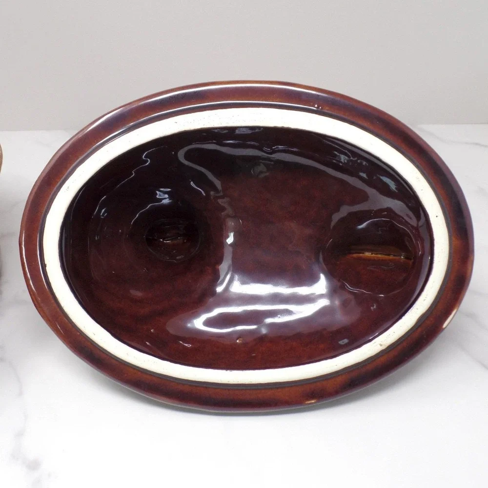 Vintage Hall Ceramic Hen on Nest Covered Dish, House 'n Garden Mirror Brown